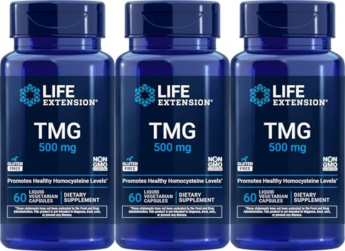 Life Extension TMG 500mg 60 vegetarische flüssige Kapseln, 3er Pack