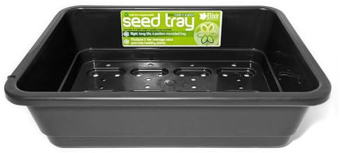 Elixir Gardens Heavy-Duty Plastic Half Size Seed Trays for Germination & Planting Propagation with Base Drainage Holes | Various Quantites 1-100 | Half Size Black (G18B) x 15