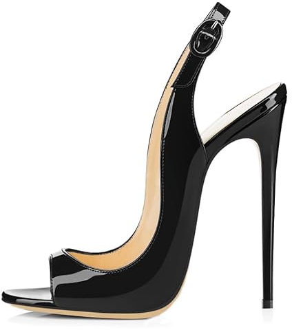 EDEFS Damenschuhe 120mm Peep Toe Slingback High Heels Sandalen mit Schnalle Öffnen Zehe Stiletto Schuhe