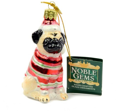 Noble Gems Kurt Adler Mops, Christbaumschmuck aus Glas (8,89 cm)