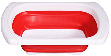 Premier Housewares 0805116 Zing sopra Lavello Scolapasta, Pieghevole, Espandibile TPR Rosso/PP Bianco