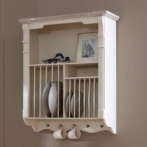 Melody Maison Cream Wall Mounted Plate Rack - Lyon Range