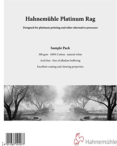 Hahnemühle Platinum Rag Fine Art Paper Sample Pack, Probierpackung, 21,6 x 27,9 cm, 5 Blatt, naturweiß