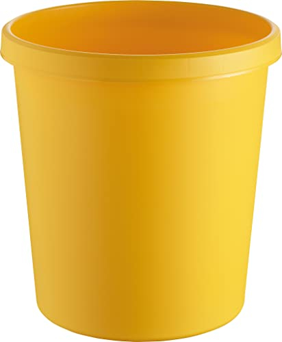 helit H6105818 - Papierkorb „the german“, 18 Liter, gelb, mit umlaufendem Griffrand, aus Kunststoff, 1 Stück