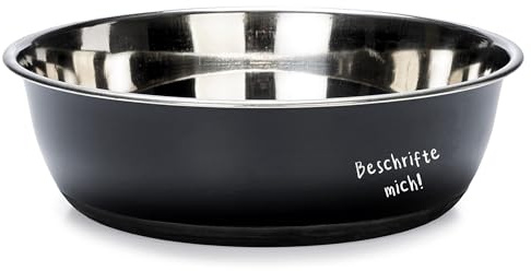 Karlie Beschreibbarer Napf, Hundenäpfe, Edelstahl, Schwarz, 3700 ml, Durchm.19-25 cm