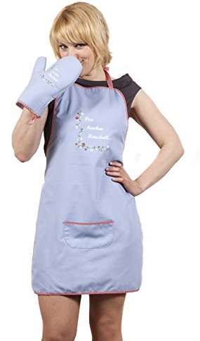 Schürze Topflappen Grill Set Kochschürze Topfhandschuh Das Bisschen Haushalt Hellblau Unisex Grillen Backen Kochen Fairtrade Ringelsuse