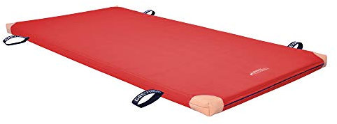 Grevinga® TÜV-Süd zertifizierte Leichtturnmatte (VB 80) | 200 x 100 x 8 cm | ROT | mit Lederecken und Tragschlaufen