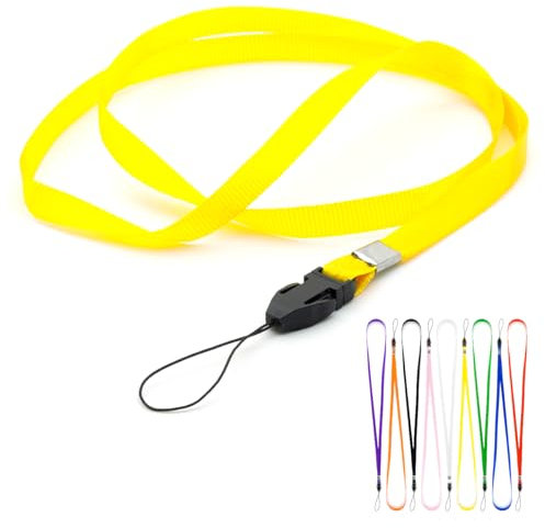 CKB LTD Cordini Giallo Tracolla da collo Porta badge identificativo Clip ad anello per chiave da palestra Etichetta con nome Chiavetta USB Telefono cellulare Carta d'identità Confezione da 10