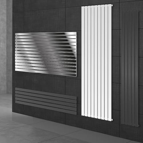 ECD Germany Radiateur Stella Non Électrique - 370 x 1400 mm - Blanc - Connexion Central - sans Kit de Raccordement - Design Panneau Plat - avec Kit Montage Mural - Sèche-Serviettes Salle de Bain
