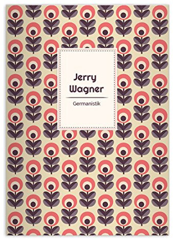 4 personalisierte, Schicke 70er Jahre Vintage DIN A4 Schulhefte, Rechenhefte mit Blumen auf gelb Lineatur 29 (Kariertes/rautiertes Heft)