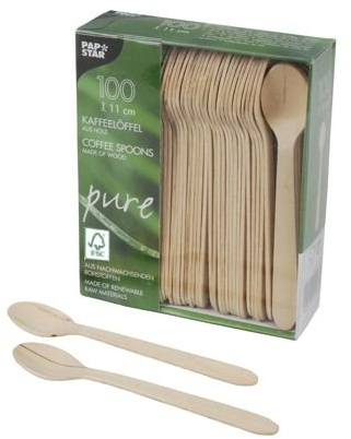 Papstar Cuillères à Café Pure bois 10 x 100stück