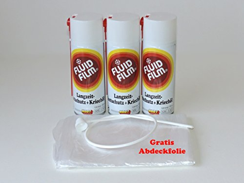 3x Fluid Film AS-R Sprühdose a´400ml plus gratis Abdeckfolie