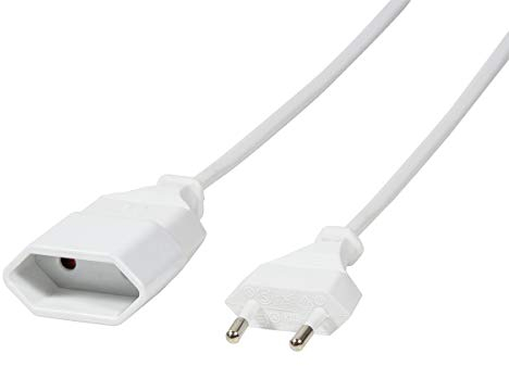 LogiLink CP125 Netzkabel Euro CEE 7/16 Stecker zu Buchse, 1m weiß