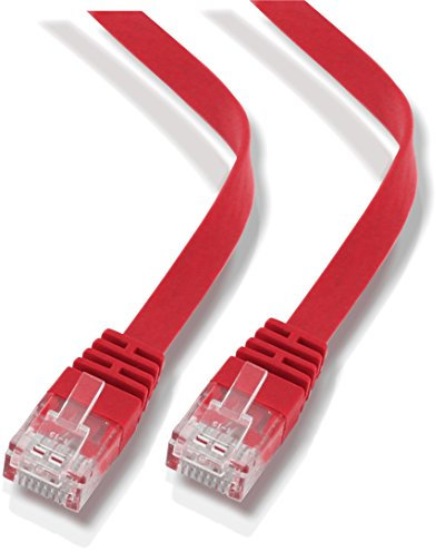 rhinocables Ethernet Flat CAT6 Cable LAN Patch Network Gigabit Thin Internet RJ45 Category 6 Broadband Router Lead Compatible with CAT5 CAT5e for Gaming, Office, Home, PC, Smart TV (2m, Red)