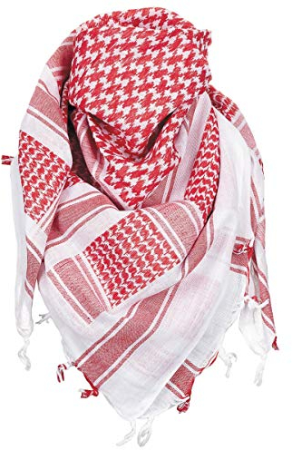MFH PLO Halstuch mit Fransen Shemagh (Rot/Weiß/115x110 cm)