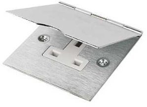 Pro Elec 1 Gang Single Floor Socket, Stainless Steel with White Inserts, 9143FSS