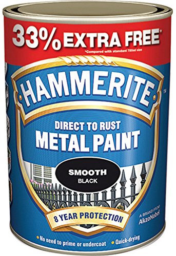 Hammerite Direct to Rust Metal Paint Smooth Finish Black 750ml
