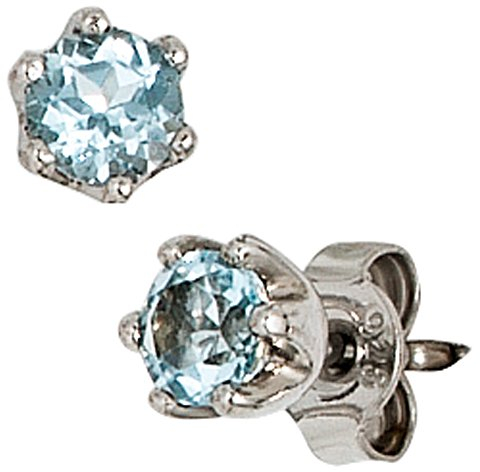 Jobo Damen Ohrstecker rund 925 Sterling Silber 2 Blautopase hellblau blau Ohrringe