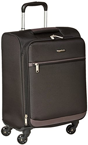 Amazon Basics Weicher Handgepäck-Trolley (53 cm), Koffer mit 4 um 360° drehbaren Rollen, Erweiterbar, Reißverschlusstasche und Gurte, Teleskopgriff, Schwarz