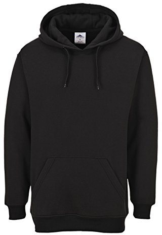 Portwest B302 Roma Hoodie Long Sleeve Machine Washable Hooded Ribbed Cuffs | Black, 3X Large, UPF 50+, Generous Fit, Fully Elasticated Waistband, Secure Storage, UV Protection, Durable, Workwear