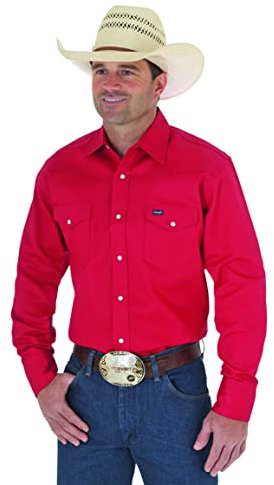Wrangler Herren Western-Arbeitshemd Firm Finish - Rot - Mittel