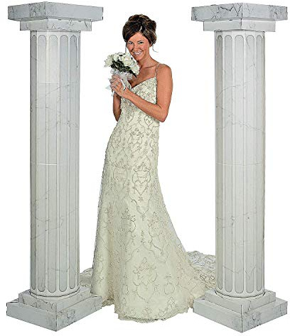 Fun Express Marble-Look Fluted Pillars 6' Tall White Columns for Wedding Ceremony Decor - Roman Greek Style Cardboard Stand Set for Prom Events Professional Photo Prop Decorative Pedestal - 2 Pieces