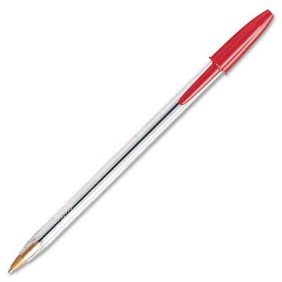 BIC Cristal bolígrafo bolígrafo – color de la tinta: rojo – Barril Color: Claro – 12/docena
