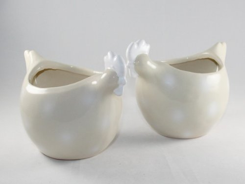 AS4HOME Übertopf aus Keramik 'Huhn' - 2 Stück Kräutertopf Blumenübertopf - Blumentopf