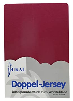 Dukal | Topper Spannbettlaken | max. Höhe 10 cm | 90x220 – 100x220 cm | aus hochwertigem DOPPEL-Jersey | 100% Baumwolle | Farbe: burgund