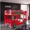 VIPACK SCBBLB Autobett London Bus Etagenbett, Circa 215 x 132 x 100 cm, 2 Liegeflächen 90 x 200 cm, lackiert aufgedruckte London-Bus Optik, rot