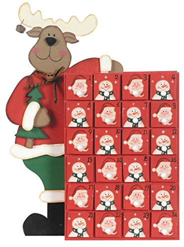 Adventskalender Elch mit 24 kleinen Schubladen, Holz, handbemalt