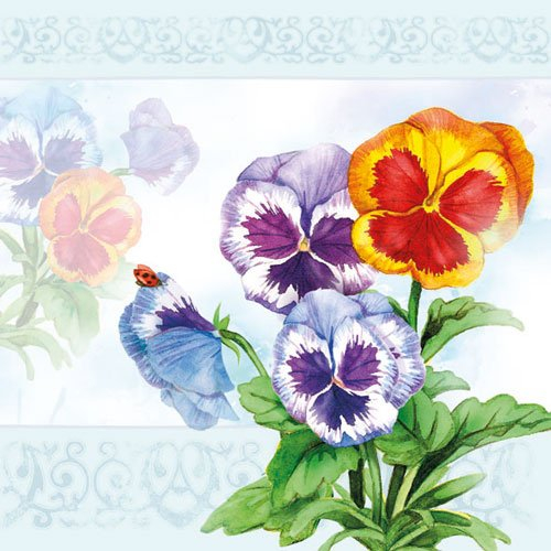 Ambiente 3 Ply Paper Napkins, Aquarell Pansy