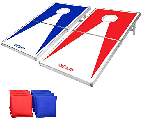 GoSports Unisex, Teenager Classic Cornhole Set mit 8 Sitzsäcken und Regeln, Rot/Blau, One Size