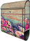 banjado® Design Briefkasten mit Blumenpfücken 38,5x46,5x13cm & 2 Schlüssel - Briefkasten Stahl schwarz mit Zeitungsfach pulverbeschichtet - Postkasten A4 Einwurf inkl. Montagematerial