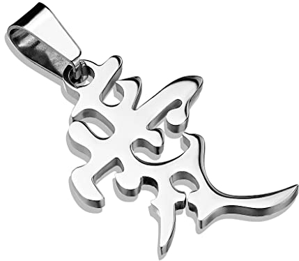 Bungsa Liebe als Chinesisches Symbol Kettenanhänger aus 316L Edelstahl Unisex