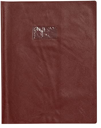 Clairefontaine 72512C - Heftumschlag / Heftschoner / Hefthülle Calligraphe mit Feinkörnung & Lederoptik DIN A4+ 24x32 cm, Etikettenhalter aus PVC blickdicht und strapazierfähig, Braun, 1 Stück