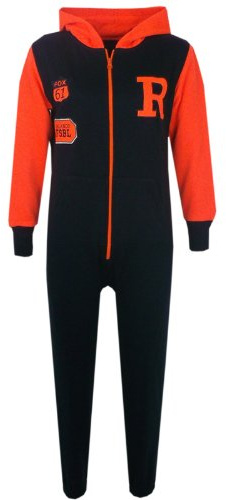 A2Z 4 Kids Girls Boys Varsity Baseball Hooded Onesie Fleece All In One Jumpsuit Age 5-13 Years