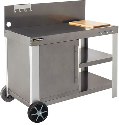 Cook'in Garden Happy Garden Carrito de Acero Nova XL para Plancha. Carrito Exterior con Ruedas para Plancha y Barbacoa.