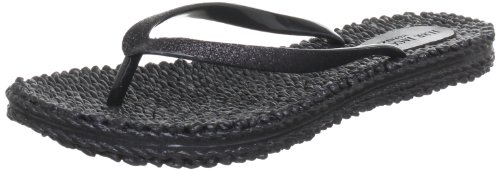 Ilse Jacobsen HORNBÆK | Cheerful01 | Damen Flip Flops mit Glitter | Dänische Design | Sommer Strand Zehentrenner | Black | 40 EU