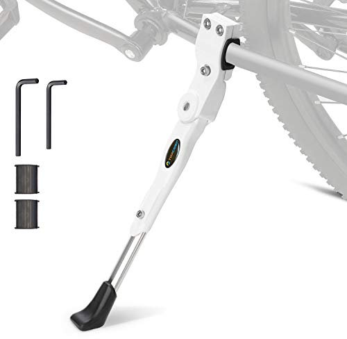 TOPCABIN Verstellbarer Fahrradständer aus Aluminiumlegierung, Seitenständer, passend für 55,9 cm, 61 cm, 66 cm, Weiß