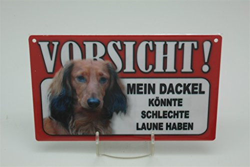 DACKEL - Tierwarnschild - VORSICHT Tier Warnschild 20x12 cm Hund Hunde Schild 16