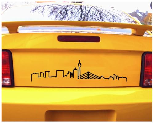Skyline4u Düsseldorf Skyline Silhouette Aufkleber Kontur 15 x 3,4cm weiß