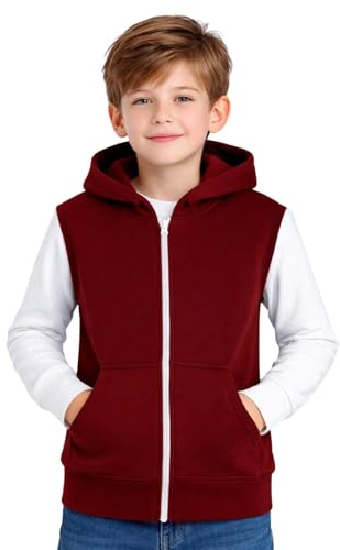 A2Z 4 Kids Boys Hooded Sleeveless Zip Gilet Casual Bodywarmer Vest | Lightweight Soft Padded Full Zip Everyday Outerwear With Pockets