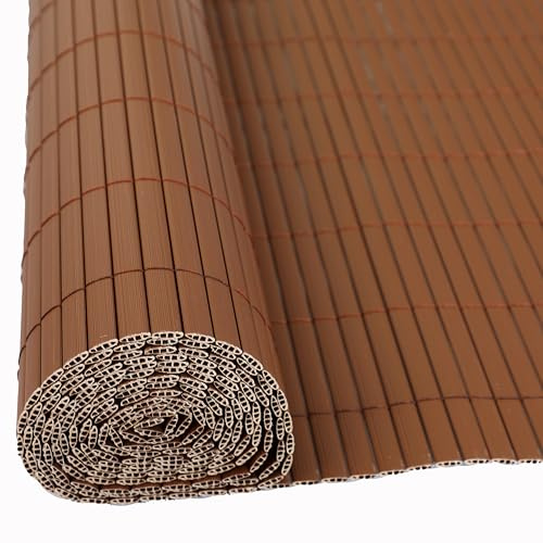 ESTEXO PVC Sichtschutzmatte aus Kunststoffröhrchen Braun 1,20 x 5 m
