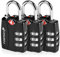 Fosmon Code Lock for Bicycle, Suitcase, Travel Bag, Locker or Backpack - Useful for Securing All Luggage - TSA Approve - 3 Digit Combination Padlock - Pack of 3 Black