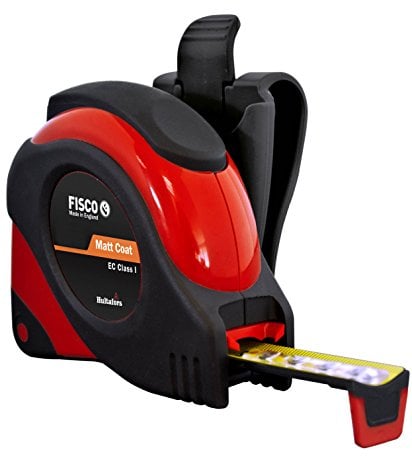 Fisco Big T - Flexómetro profesional Clase I con protección de goma resistente (8 m x 25 mm)