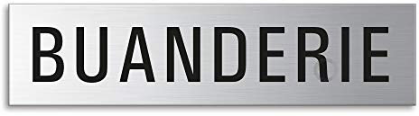 Plaque de Porte - Buanderie | Signalétique en Acier inox brossé 160 x 40 mm No.27303