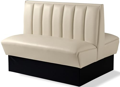 Bel Air Eckbank Dinerbank Sitzbank Bank Einrichtung Gastronomie Dinermöbel Lounge Retro Design (Off White/Black)