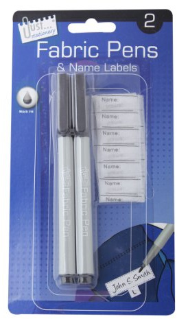 Just stationery Fabric Pens and Name Labels (Pack of 2), 5639