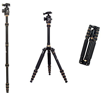 BEIKE BK-777 Pro Tripod Monopod Ball Head for SLR Camera Travel Folded Changeable